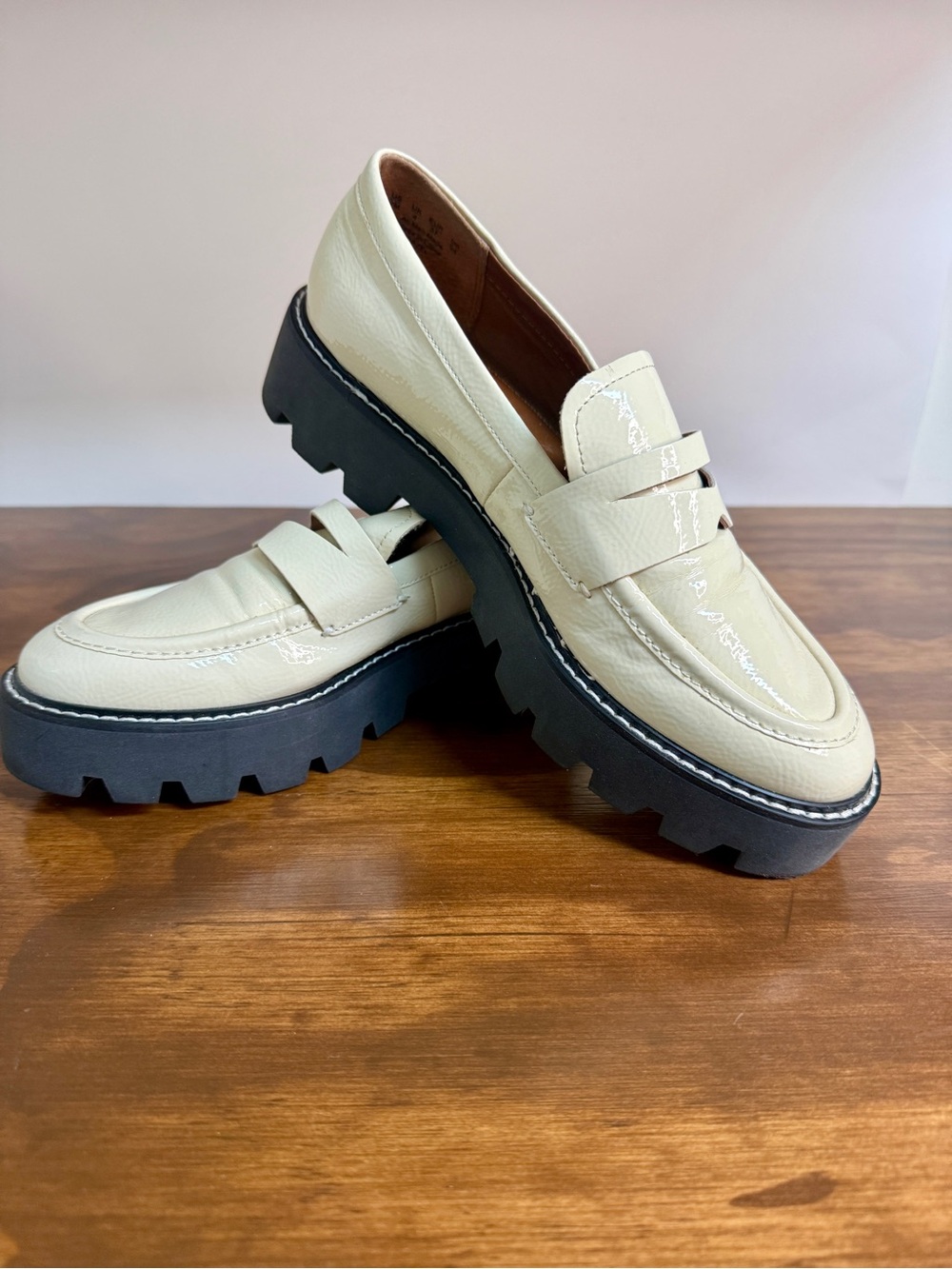 Franco Sarto Cream Lug Sole Penny Loafers